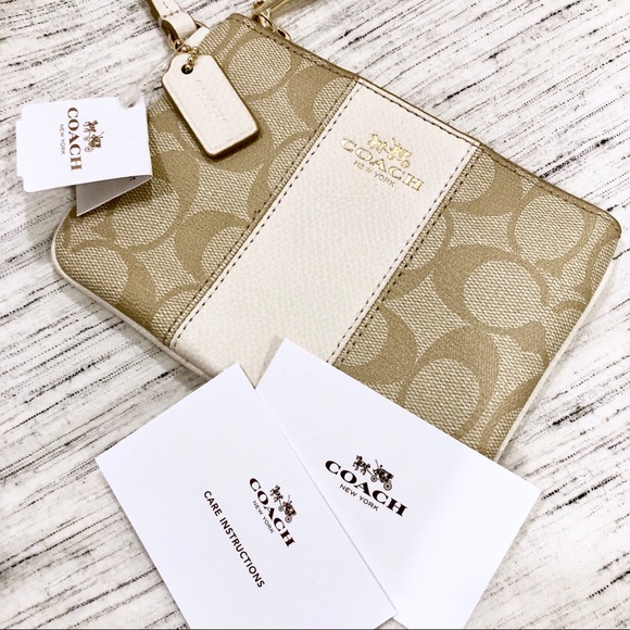 NWT Coach Cream and Gold Wristlet - Picture 1 of 5